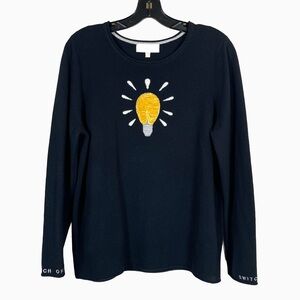 Lisa Todd Lighten Up Cashmere Sweater Black Lightbulb Size L